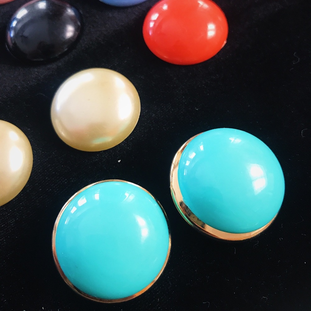 VINTAGE Interchangeable Snap-On Button Earrings